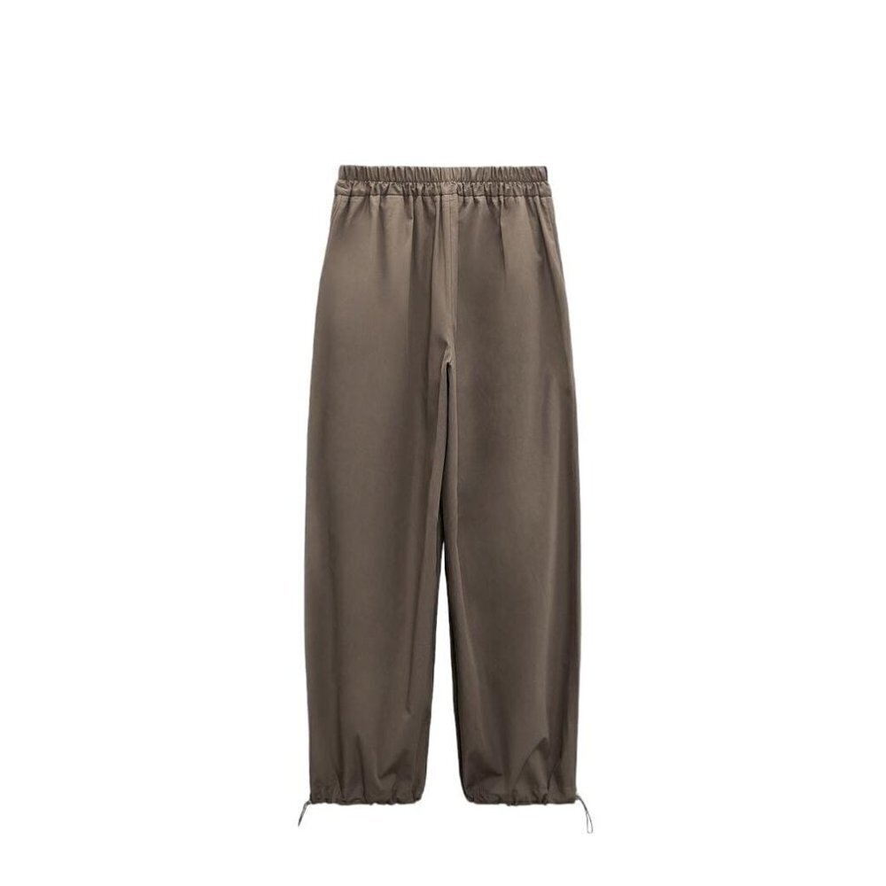 ZARA POPLIN TROUSERS WITH ADJUSTABLE HEMS KHAKI SIZE M | 1971/030